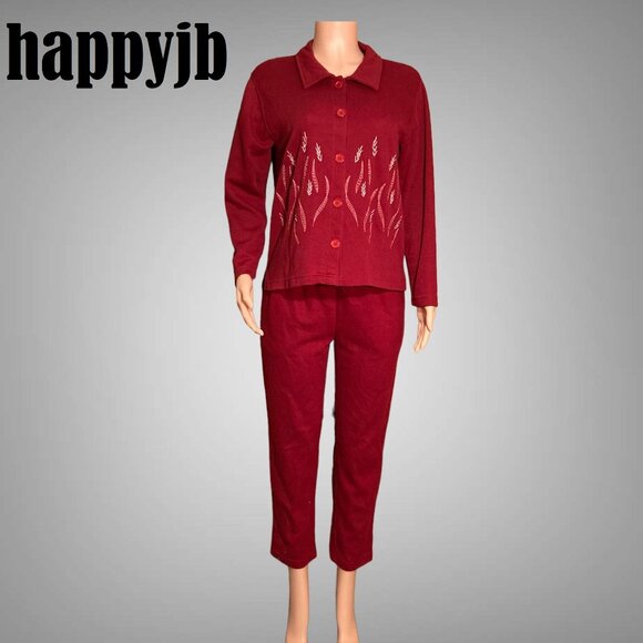 EUC Vintage Jenny Buchanan Knit Top Pull On Pants Set Size MP - Picture 2 of 14